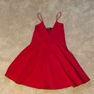Missguided Red Skater Dress